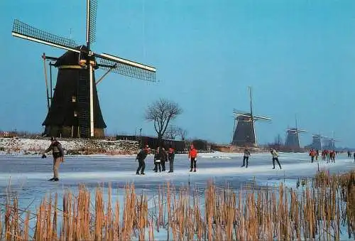 Netherlands Kinderdijk "de Overwaard" Poldermolens skating types and scenes