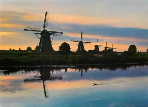 Netherlands Kinderdijk "de Overwaard" Poldermolens nocturnal aspect