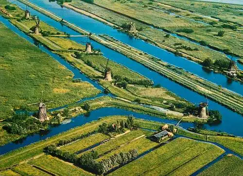 Netherlands Kinderdijk Molens windmills aerial panorama