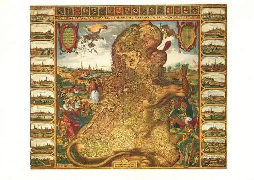Oil painting Claes Jansz Visscher Leo Belgicus map