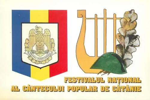 Romania festivalul national al cantecului popular de catanie carte postala Cercul militar Cluj-Napoca