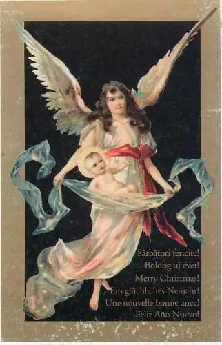 Devotion image Christmas greetings fantasy postcard angel