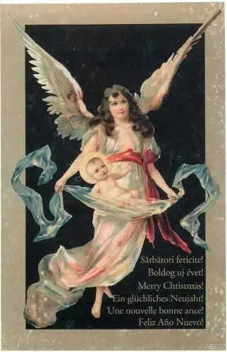 Christmas greetings postcard angel