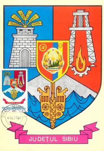 Romania maxi card heraldry judetul Sibiu