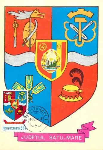 Romania maxi card heraldry judetul Satu Mare