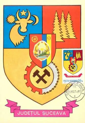 Romania maxi card heraldry judetul Suceava