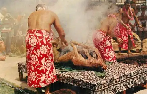 Hawaii Luau pig people cooking pig traditionally