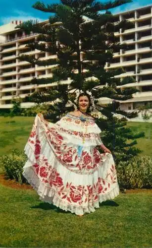 Panama beautiful woman wearing traditional "Pollera" dress