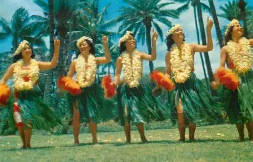 Hawaiian hula dancers ethnic types and scenes