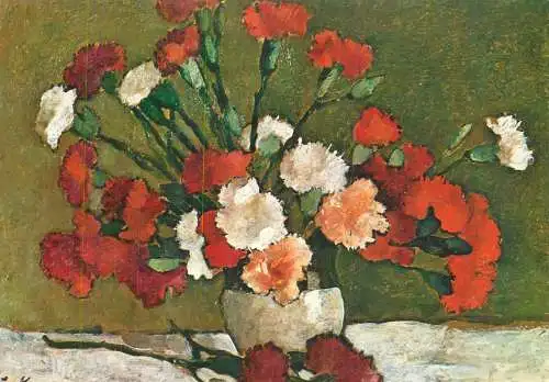 Painting Stefan Luchian - Carnations, Nelken flowers fine art postcard