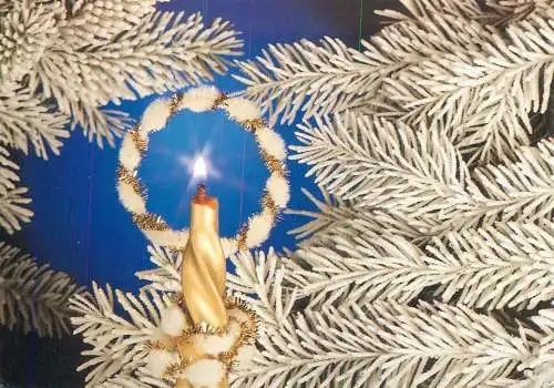 Winter seasonal greetings postcard Christmas candle