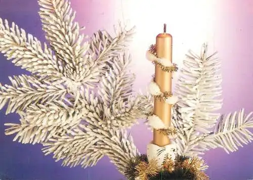 Winter seasonal greetings postcard Christmas candle