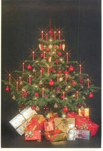 Christmas tree gifts greetings postcard