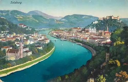 Austria Salzburg cityscape panoramic view