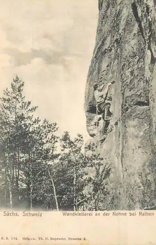 Germany Sachs Schweiz Wandkletterei an der Nonne bei Rathen climbing types and scenes