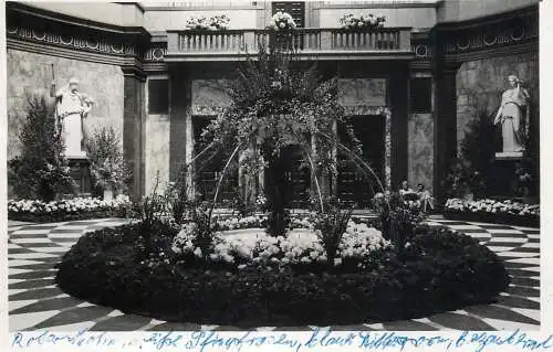 Place to identify interior court flower decorated fountain