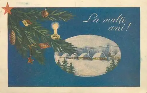 Romania New Year greetings postal card 1957