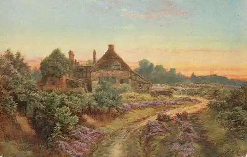 UK "oil art" series picturesque landscape and cottage