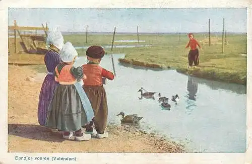 Netherlands  Volendam children types feeding ducksvv