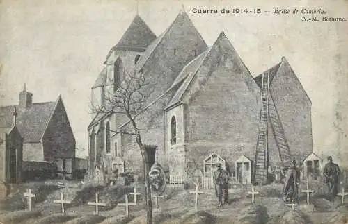 France Guerre de 1914-1915 Eglise Cambrin
