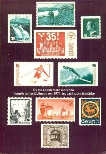 Sweden postcard ten most popular stamps beautiful Swedish stamps contest 1974