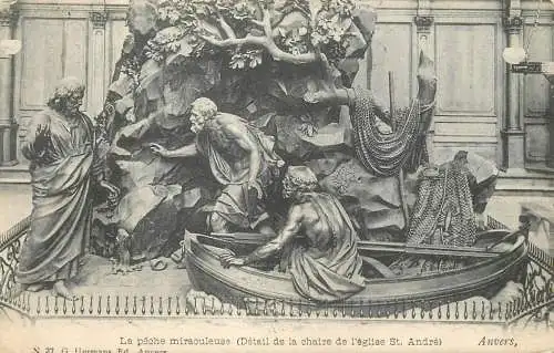 Belgium Anvers Eglise St Andre La Peche Miraculeuse detail de la chaire