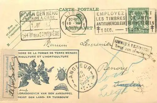 Belgium carte postale correspondence