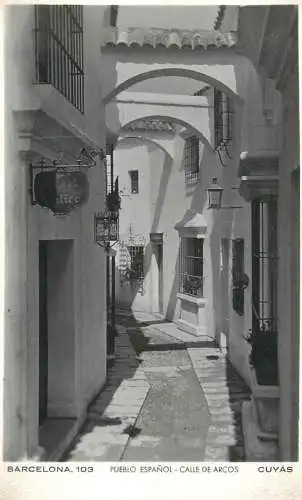 Barcelona Pueblo Espanol Calle de Arcos Cuyas real photo