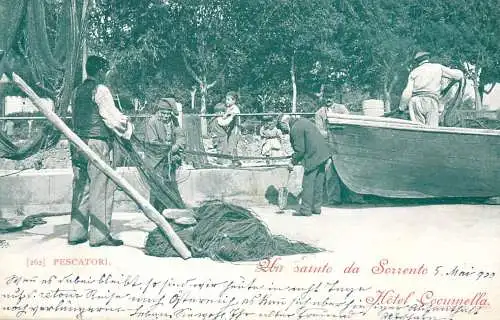 Sorrento Pescatori 1900 cartolina Hotel Cocumella