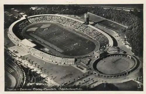 Breslau Wroclaw Hermann Göring Sportfeld Schlesierkampfbahn Stadion Olympiastadion Fliegeraufnahme Luftbild