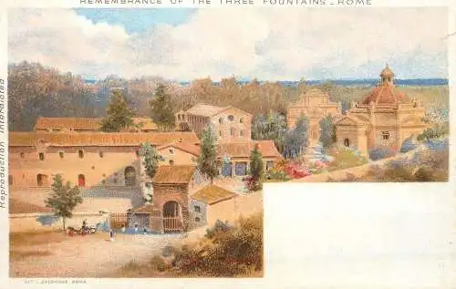 Roma (Rome) litho remembrance of the three fountains