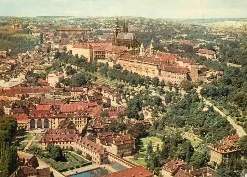Czech Republic Praha Prague Castle and Mala Strana Quarter aerial view