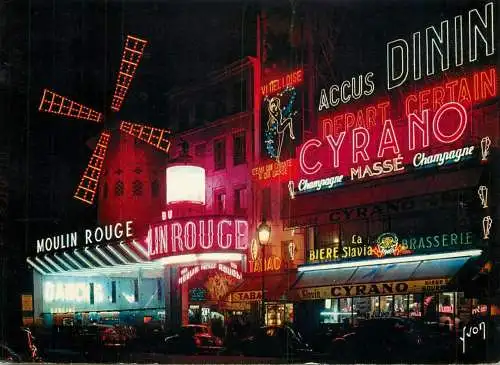 France Paris Moulin Rouge night view