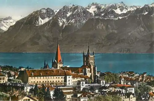 Switzerland Lausanne cathedrale et les alpes
