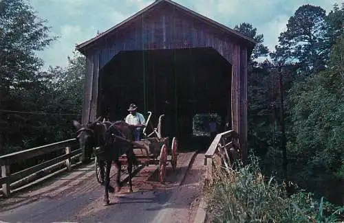 United States old wooden covered bridge in the South