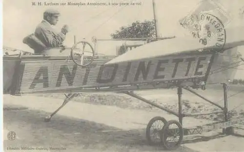 France carte d`autrefois Champagne monoplan Antoinette airplane