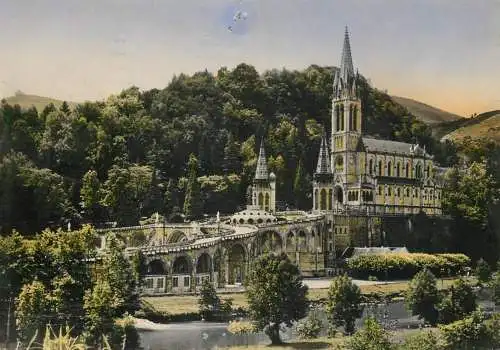 France Lourdes La Basilique vue d'ensemble