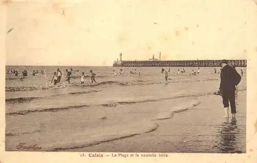 France Calais lighthouse and beach