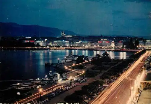 Switzerland La Rade iluminee vue nocturne