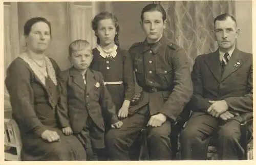 Military family souvenir photo postcard