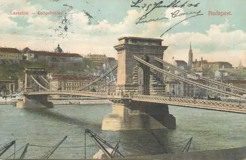 Hungary Budapest Chain Bridge 1906