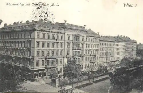 Wien Karntnerring mit grand hotel AK