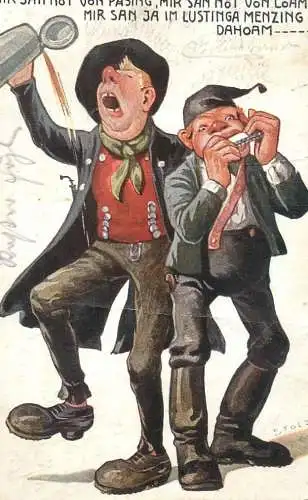 Humour comic caricature red noses beer drunk artist Stolz 1908