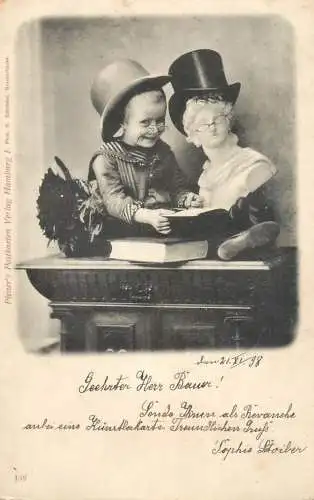 Children scene 1898 Plener`s Postkarte Hamburg Photo H. Schroder  AK