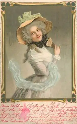 Meissner Buck 1904 Frau attractive lady fan hat