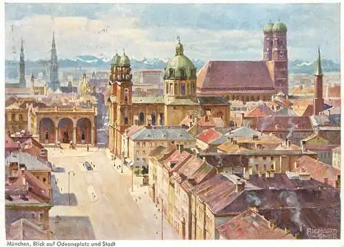Germany Munchen Blick auf Odeonsplatz und Stadt panorama