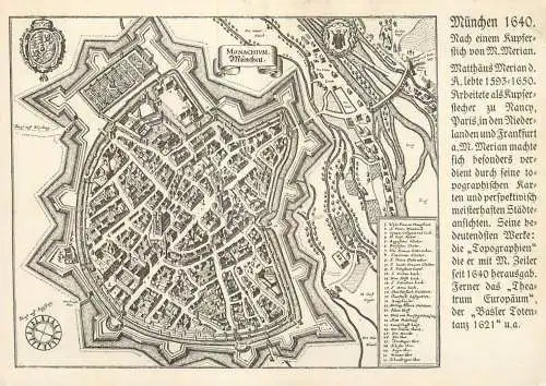 Germany Munchen city map postcard