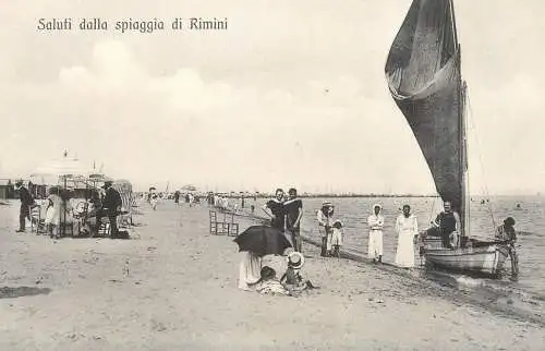 Italia Rimini saluti dalla spiaggia cartolina postale animata