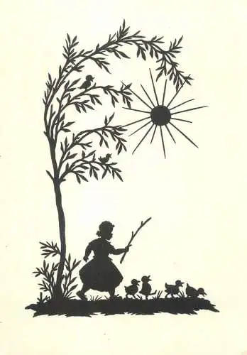 German illustrator Alice Staudacher-Voit children silhouette postcard