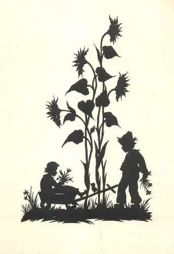 German illustrator Alice Staudacher-Voit children silhouette postcard